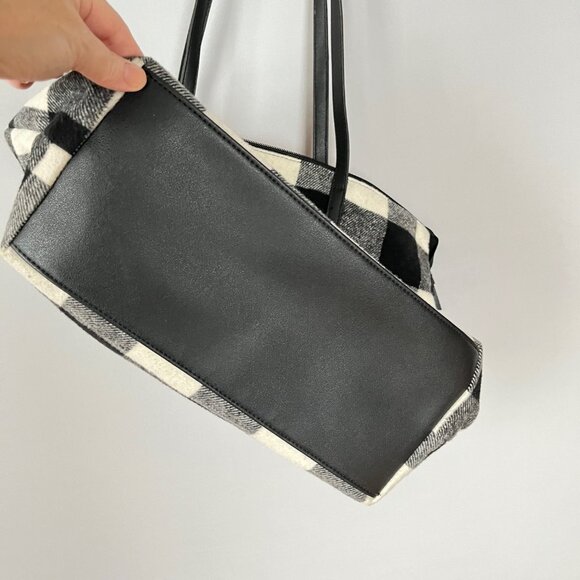 Sonoma Checkered Winter Tote Bag Black and White - Picture 3 of 9